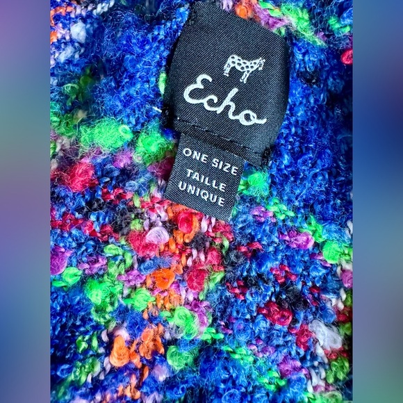 New Echo New York Fall Autumn Blue Plaid Fringe Hem Wrap Shawl Poncho - One Size - Picture 7 of 8